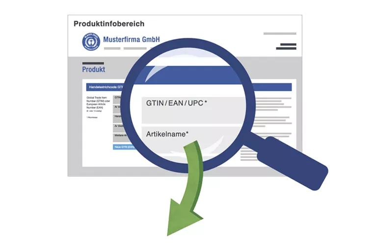 Lupe vor der Eingabemaske des Produktinfobereichs